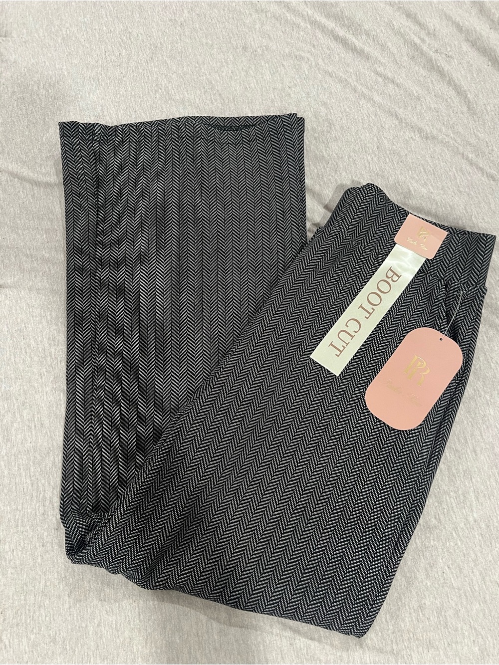 Black Chevron-Pattern  Bootcut Bottoms by Park Rosa Size L